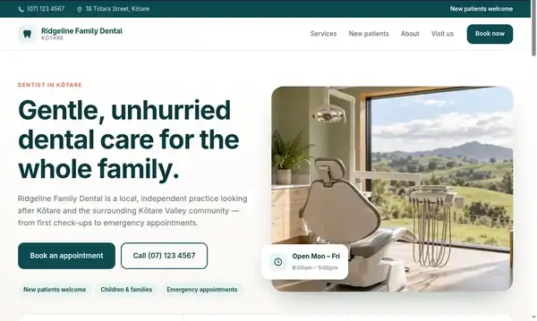 Design study: Ridgeline Family Dental, a fictional rural dental practice